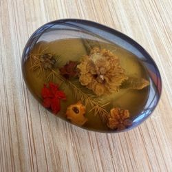 Vintage 1960s Taxco Mexico Sterling Silver & Resin Flower Brooch | 925 Silver | Pressed Flower Jewelry | Mid-Century Mexican Artisan Piece