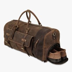 NEW Genuine Leather Travel Bag – 28” Duffel with Shoe Pocket