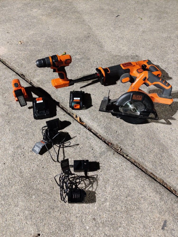 Black And Decker Cordless Tool Set With Extra Battery And Two Chargers