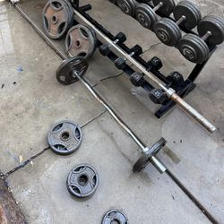 “ FREE BENCH “ Barbell , Curl Bar , Olympic Bar Metal Plates Not Dumbellssss 