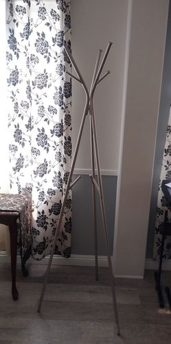 Silver coat rack