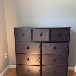  9 Drawers Fabric Dresser - Storage Tower Organizer Unit for Living Room, Closets - Sturdy Steel Frame, Wooden Top & Easy Pull Fabric Bins 