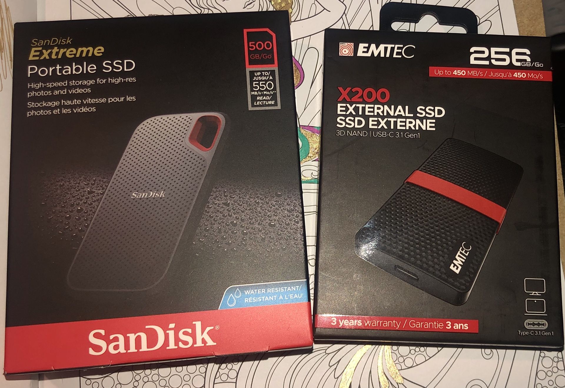 SanDisk Portable SSD & EMTEC External SSD