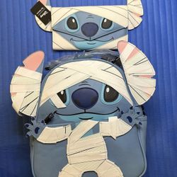 Her Universe (similar to Loungefly) Disney Lilo & Stitch Mummy Stitch Mini Backpack & Matching Wallet - Both NWTs  