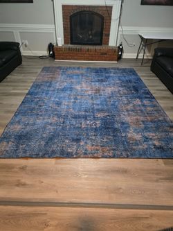 Large Blue Abstract Area Rug