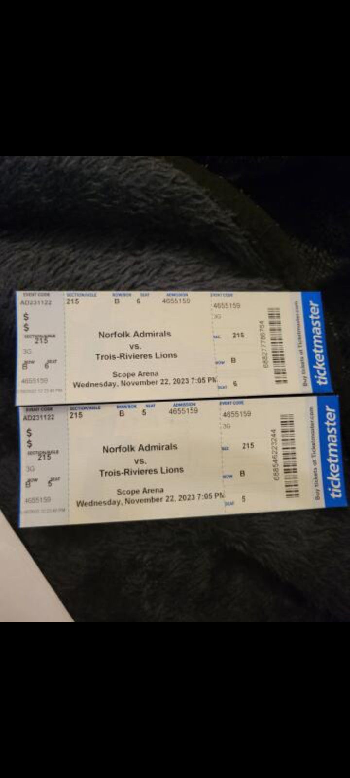 Tickets To The Admirals 2x 7pm