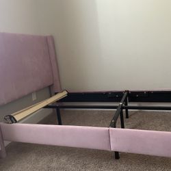 Pink Velvet Twin Bed