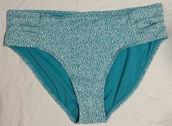 New Womens Time And Tru Mid Rise Swimsuit Bikini Bottom 1X (16W-18W) Turquoise