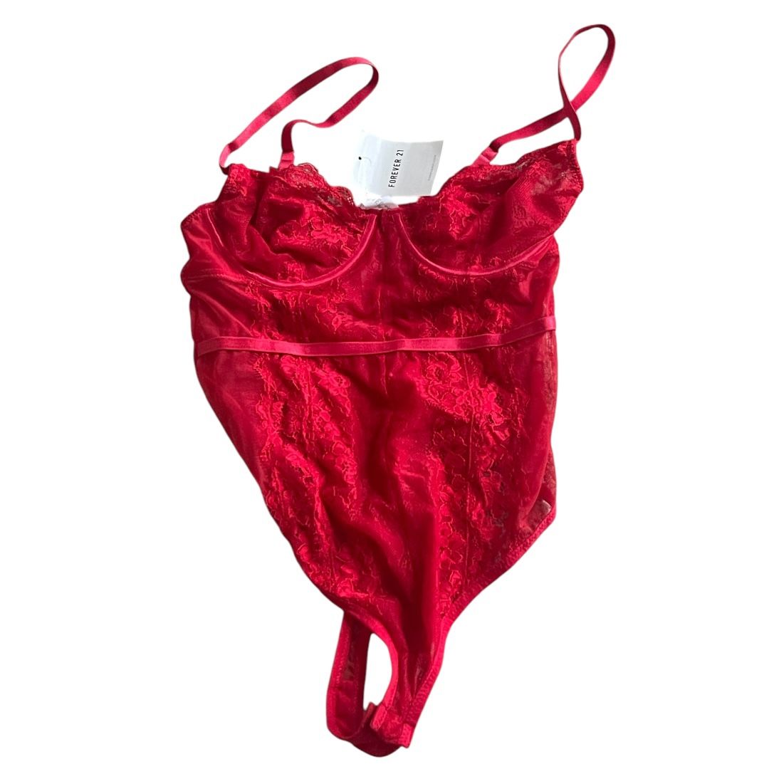 ❤️ Elegant Red Lace Bodysuit by Forever 21 ❤️ L