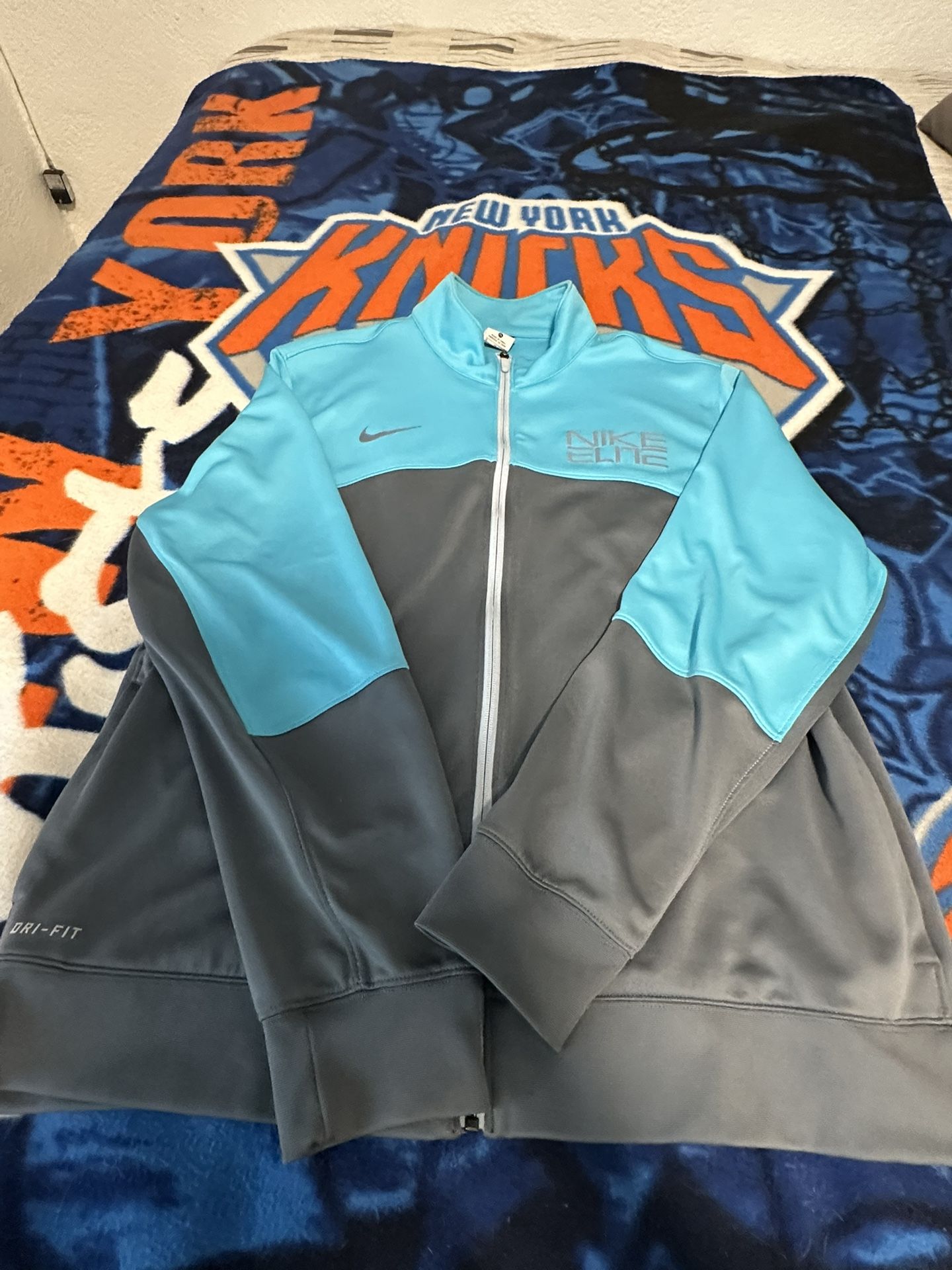 Nike Elite Track Jacket Mens Extra Large Blue Gray Full Zip Long Sleeve Knit
