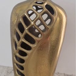 Indian Gold Metal Vase with Openwork Design
