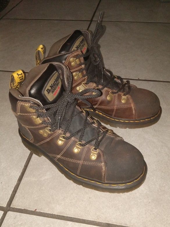 Dr Martens Industrial Steel Toe Work Boots Mens 10 Brown Leather