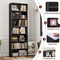 82" Tall Bookshelf, 7-Tier Open Shelves Bookcase