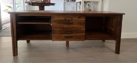 Media console table - brown wood