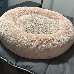 Large fluffy donut style dog bed