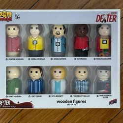 Rare collector's item Dexter 10th Anniversary Wooden Figures Set