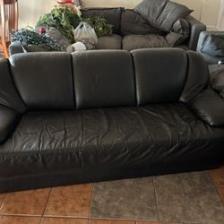 Black Pleather Couch 