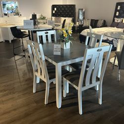 White/grey Dining Table And 4 Chairs