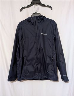 Columbia Omni-Tech Windbreaker Jacket Navy Hooded Size M