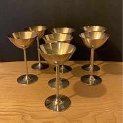 Seven silver plated champagne goblets International silver company 6 inches tall 3 1/2 inches wide