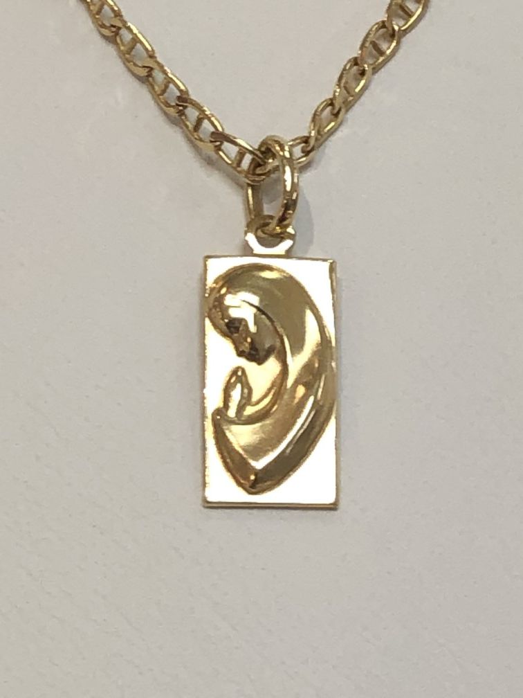 14K ROPE CHAIN WITH MOTHER OF MARY PENDANT