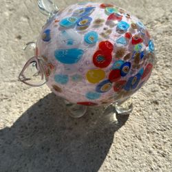 Cute Piggy Glass Statue 