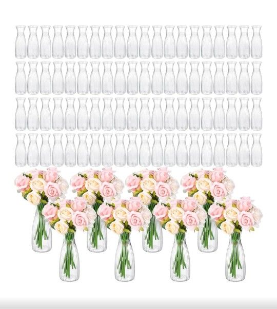 78 Pcs Plastic Bud Vases in Bulk Small Clear Flowers Vases for Centerpieces Wedding Decorations