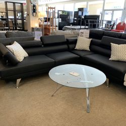 Black Sectional Sofa Set 