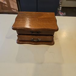 Vintage Small Wooden Jewelry Box 