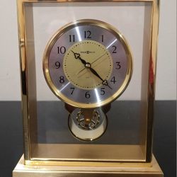 HOWARD MILLER QUARTZ BRASS TABLE CLOCK - MADE IN JAPAN 