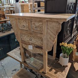 Three Drawer Carved Console Table