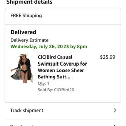 Black Swimsuit Cover Size M