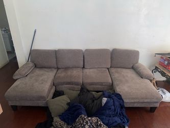 Gray Fabric Sectional Sofa with Double Chaise