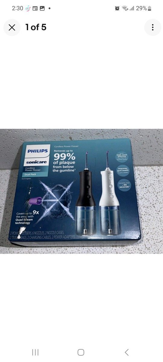 Philips Sonicare Cordless Rechargeable Power Water Flosser Bundle