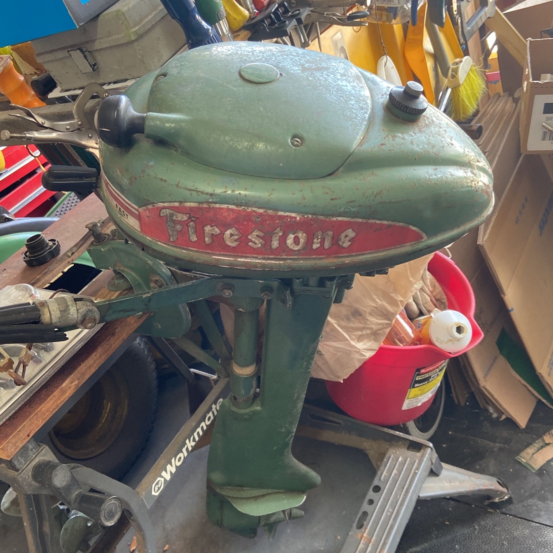 3.6 Firestone Outboard 1950’S $150 W/free Plyer Set