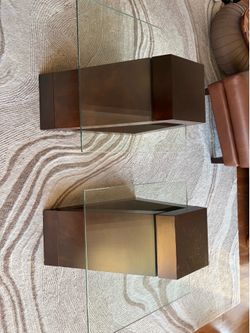 End Tables Mahogany Espresso Wood with Glas