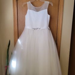 Girls Dress, First Communion Dress, White. Size 14