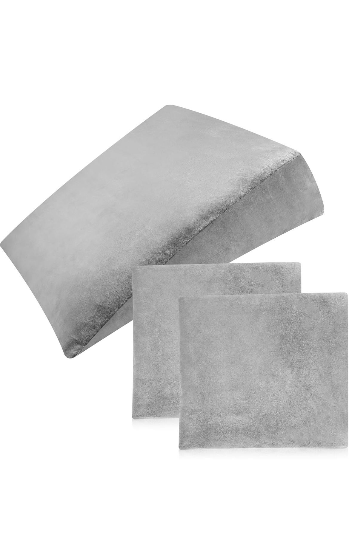 2-Pack Wedge Pillow (Light Gray, 24” x 11” x 7”) gray