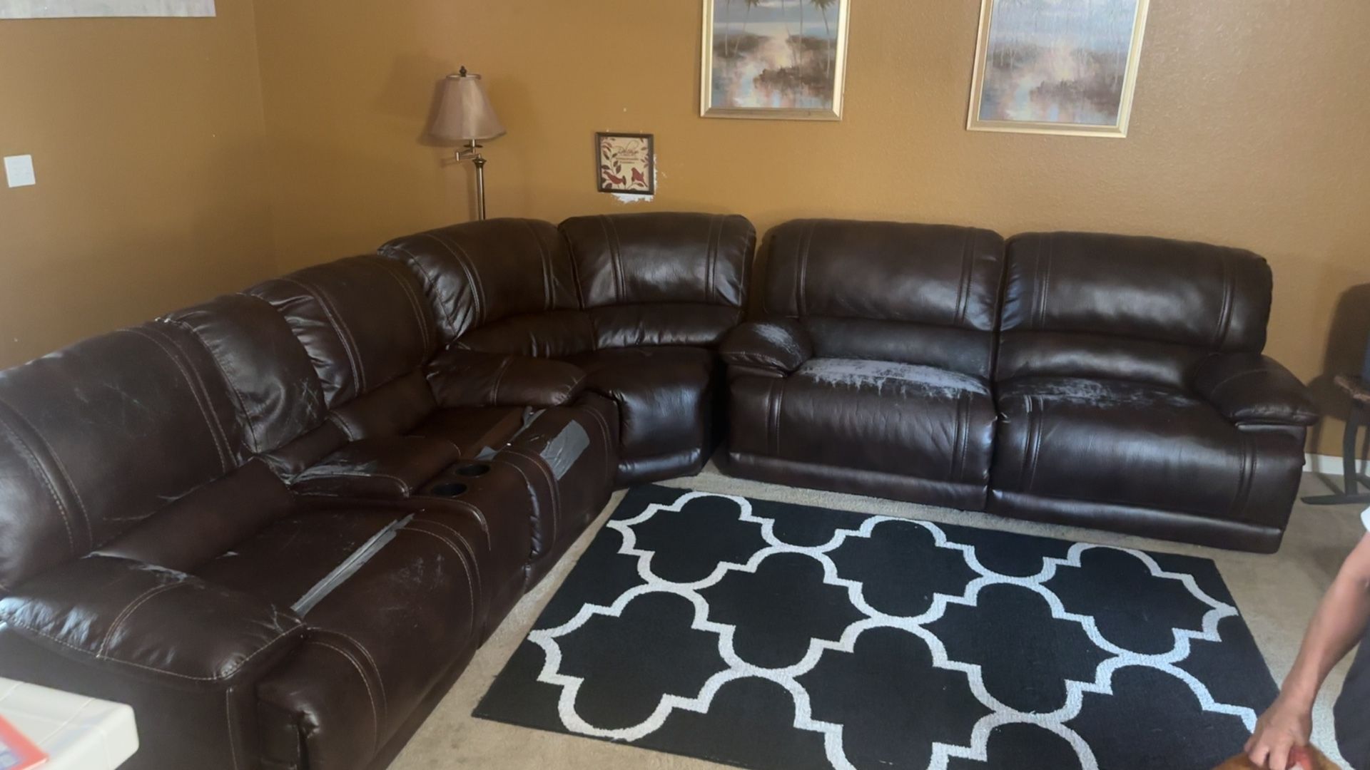 L Section Leather couches with cupholders