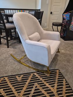 Modern Upholstered Rocking Chair Gold Base