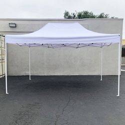 (NEW) $155 Heavy-Duty 10x15 FT Outdoor Ez Pop Up Canopy Party Tent Instant Shades w/ Carry Bag (White, Blue) 