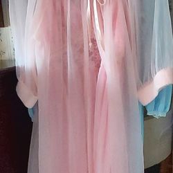 1950's Vintage Night Gown Set With Original Ribbon Tie