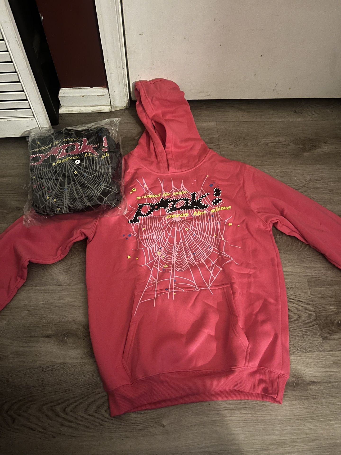 Sp5der Hoodies Pink And Black 