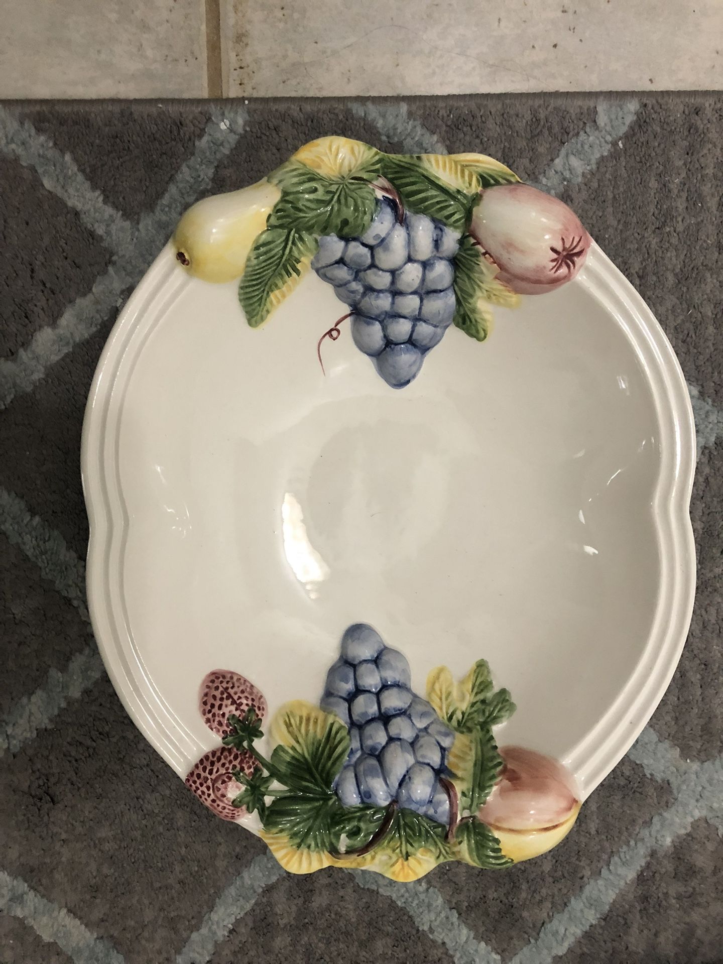 Large Vegetable Pasta Serving Bowl Hand Painted