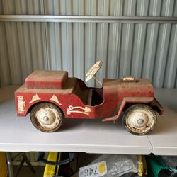 Vintage Structo Jeep Fire Department Pumper Truck No 26 Ride On Toy Very Rare