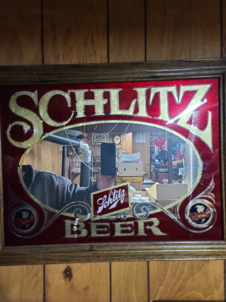 vintage Schlitz beer mirror sign