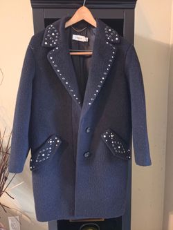 Coach Black Wool Studded Coat