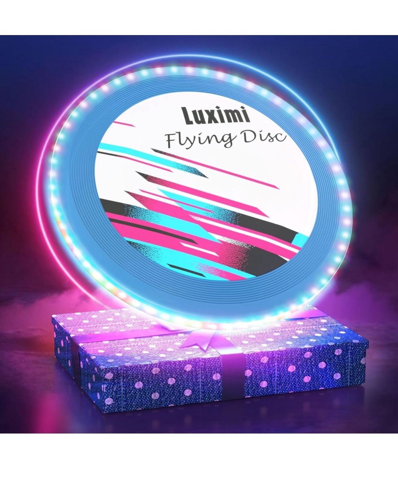 Brandnew Light Up LED Flying Disc, Glow in The Dark,114 Pcs RGB LED Lights, Ultimate Brightness 10 Light Modes, 8H Continuous Playtime, Waterproof, Re