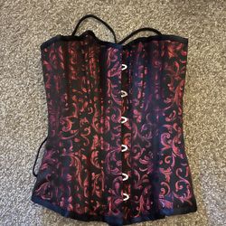 Black & Red Lace-up Corset