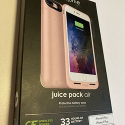 NEW Mophie Juice Pack Air Protective Battery eCase iPhone 7 Plus, IPhone 8 Plus, 33 HRS Rose Gold